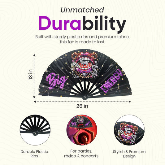 Capricorn Zodiac Clack Fan – Big Energy Glam Folding Fan | Sparkly Astrology Hand Fan | Premade Clack Fan | Capricorn Birthday Gift