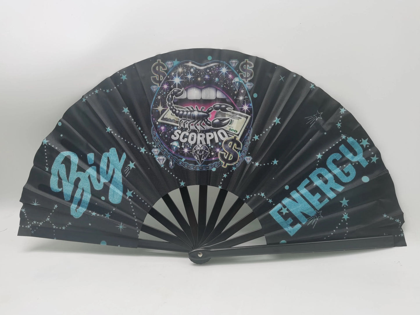 Scorpio Zodiac Clack Fan – Big Energy Glam Folding Fan | Sparkly Astrology Hand Fan | Premade Clack Fan | Scorpio Birthday Gift