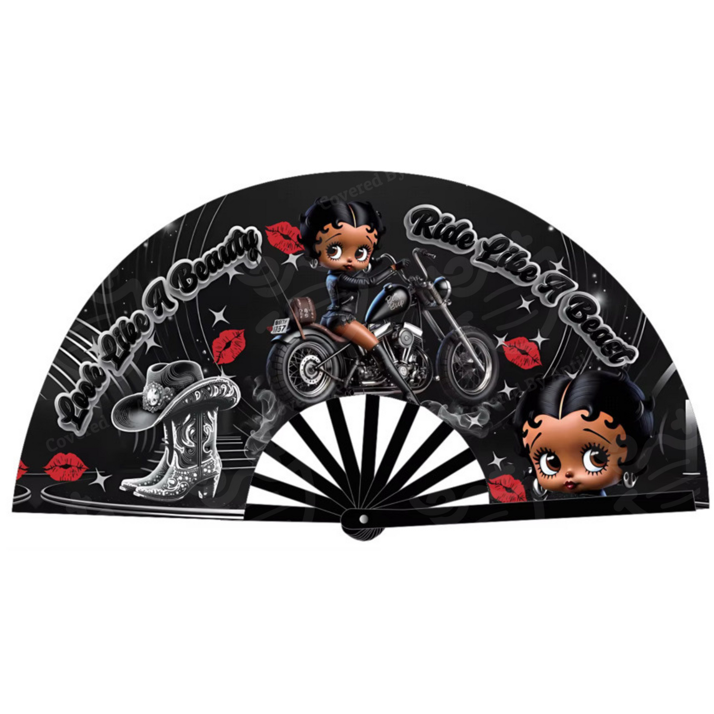 “Look Like A Beauty, Ride Like A Beast” Clack Fan – Biker Babe Glam Design