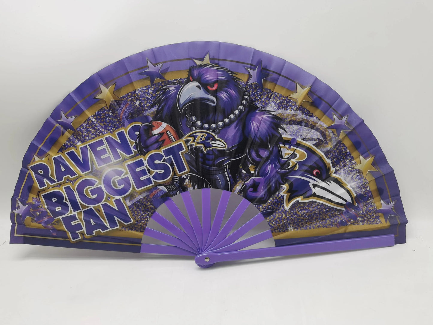 Ravens Biggest Fan Clack Fan – Bold Purple & Black Folding Fan | Baltimore Ravens Sports Fan Gift | Game Day Accessory | Premade Fan