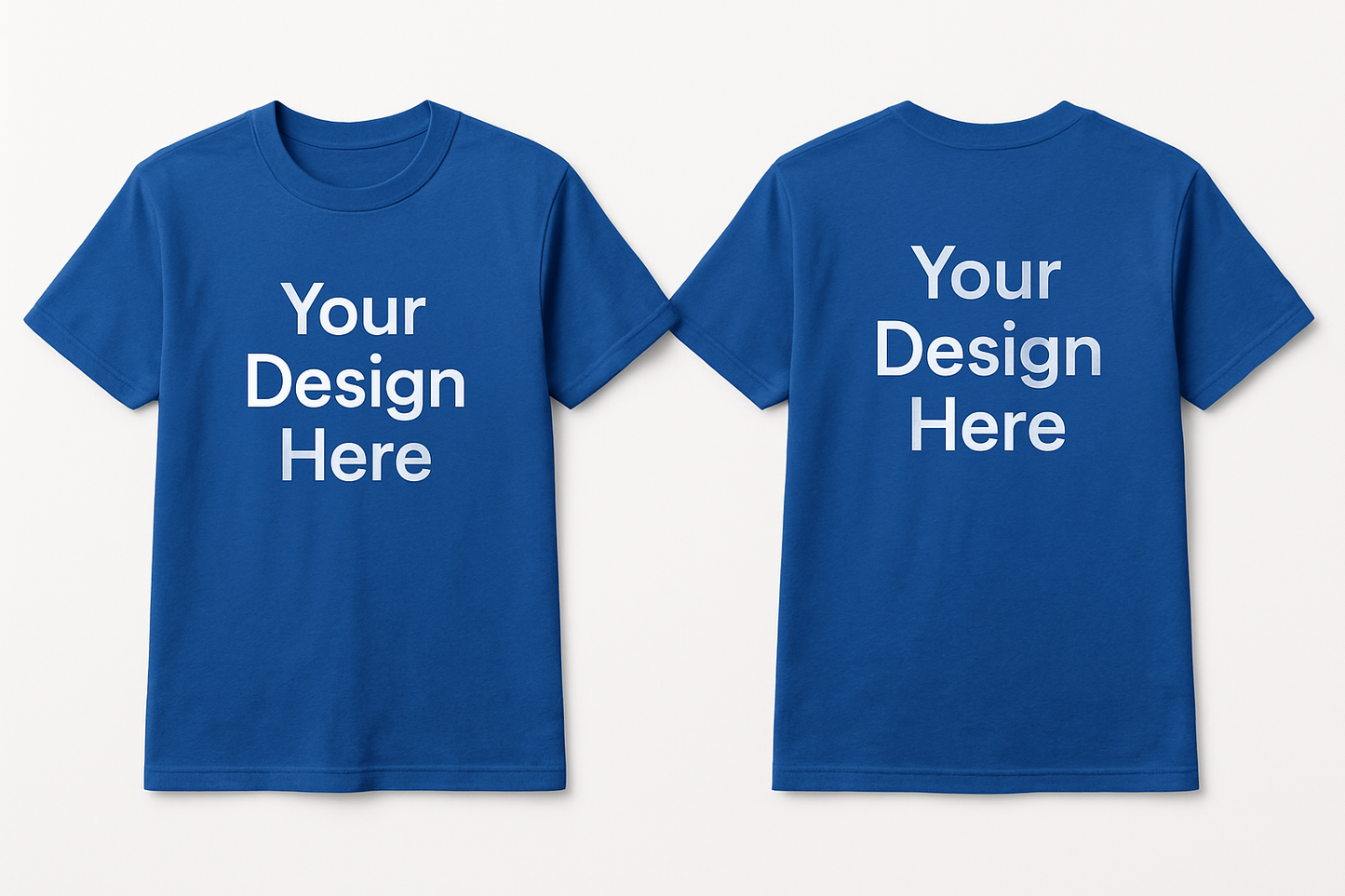 royal blue shirt front and back with your design here on the front and back