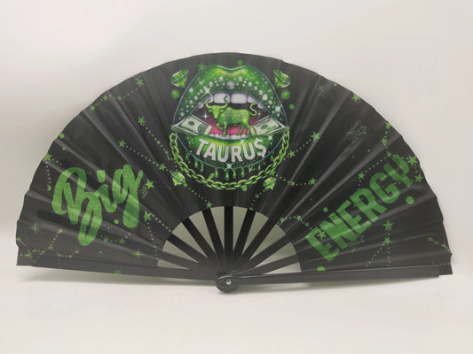 Taurus Zodiac Clack Fan – Big Energy Glam Style | Sparkly Astrology Folding Hand Fan | Premade Clack Fan | Taurus Birthday Gift