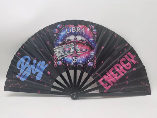Libra Zodiac Clack Fan – Big Energy Glam Folding Fan | Sparkly Astrology Hand Fan | Premade Clack Fan for Zodiac Lovers | Libra Gift