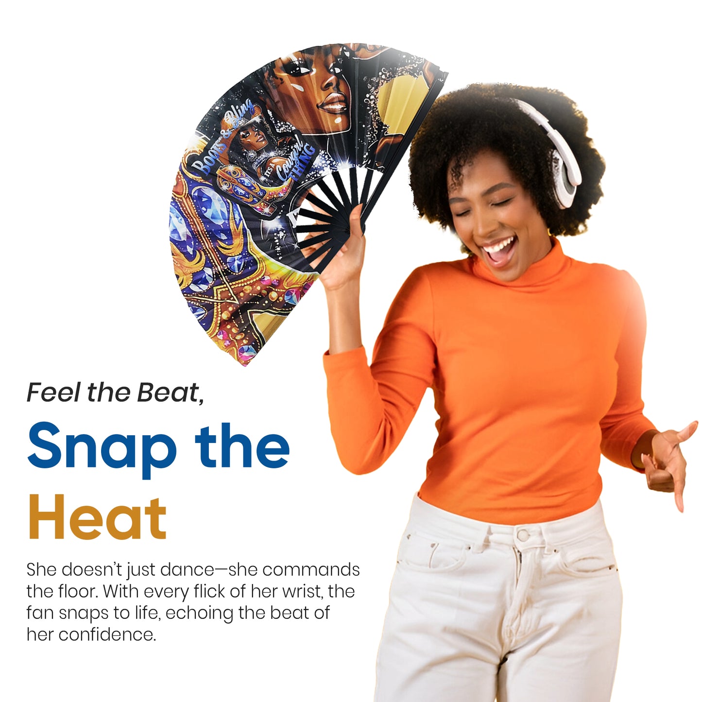 “Boots & Bling – It’s a Cowgirl Thing” Clack Fan – Western Glam Premade Fan