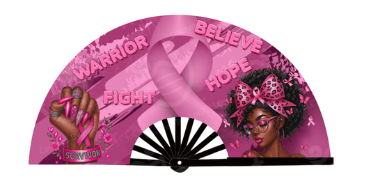 Breast Cancer Awareness Clack Fan – Warrior • Believe • Fight • Hope