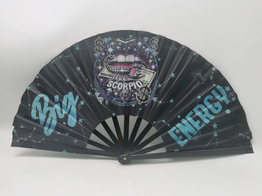 Scorpio Zodiac Clack Fan – Big Energy Glam Folding Fan | Sparkly Astrology Hand Fan | Premade Clack Fan | Scorpio Birthday Gift