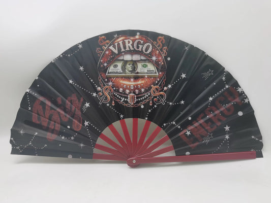 Virgo Zodiac Clack Fan – Big Energy Glam Style | Sparkly Astrology Folding Hand Fan | Premade Clack Fan | Virgo Birthday Gift