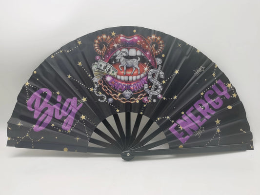 Capricorn Zodiac Clack Fan – Big Energy Glam Folding Fan | Sparkly Astrology Hand Fan | Premade Clack Fan | Capricorn Birthday Gift