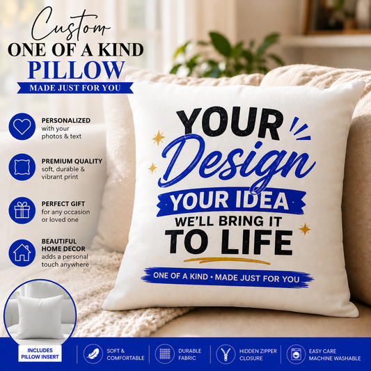 Custom Personalized Pillow | One of a kind Pillow | One-Sided with Pillow Insert | Custom Gift for Family, Couples & Memorials