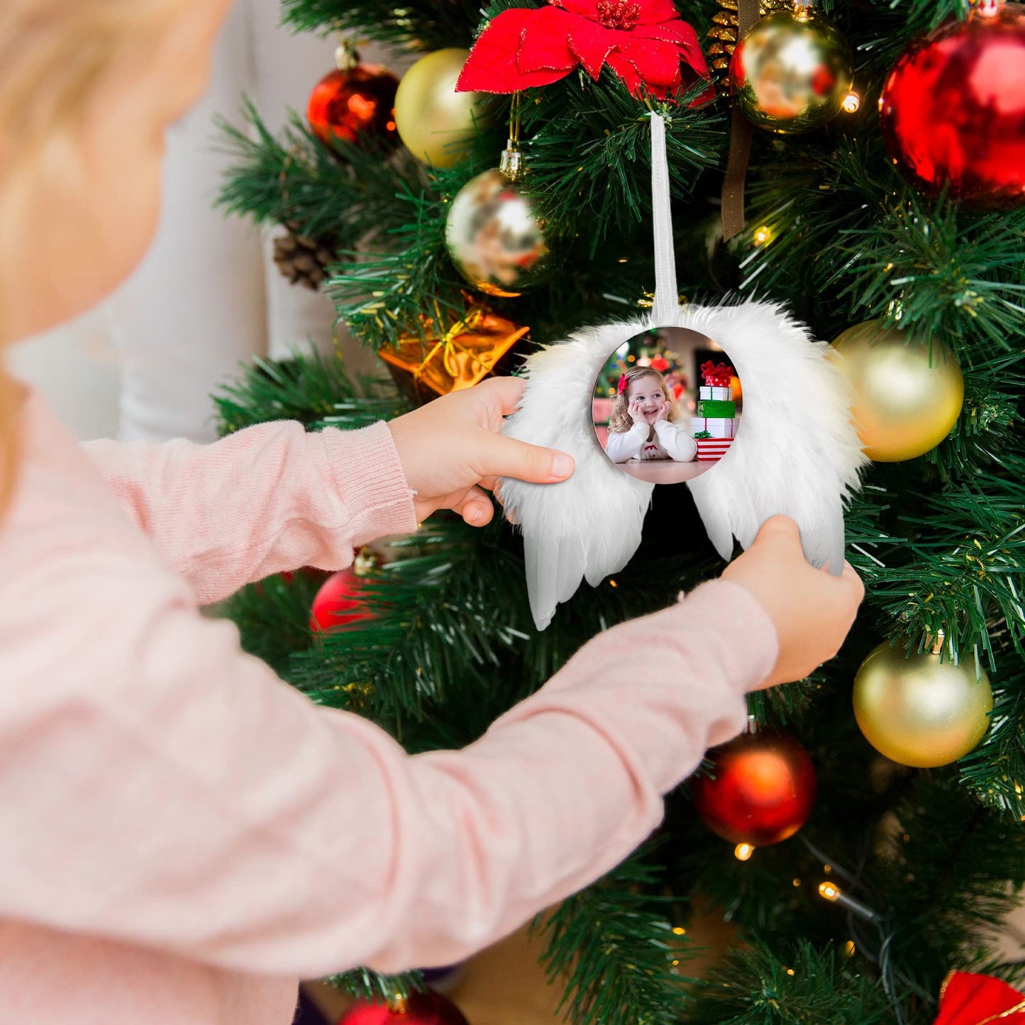 Personalized White Angel Wings Ornament