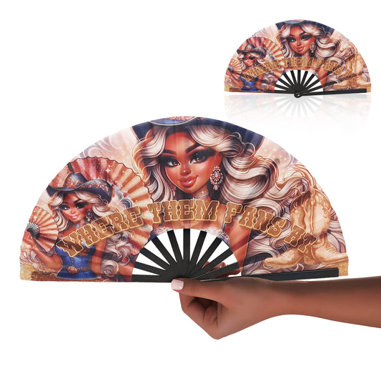 “Where Them Fans At?” Western Glam Clack Fan – Premade Design