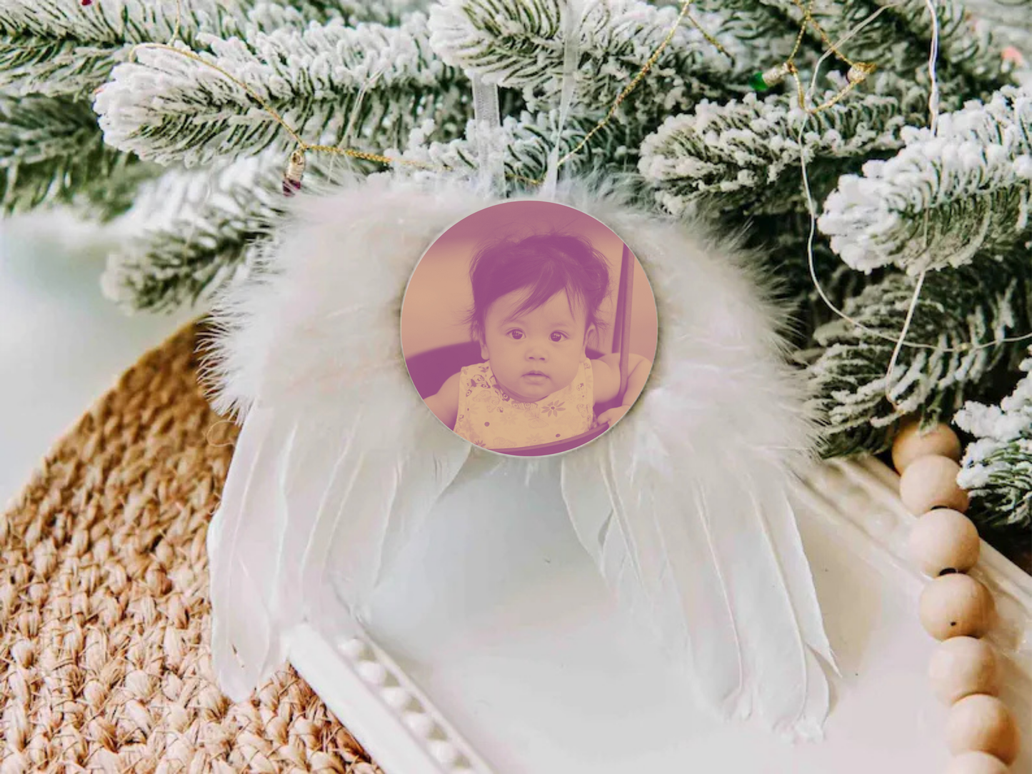 Personalized White Angel Wings Ornament