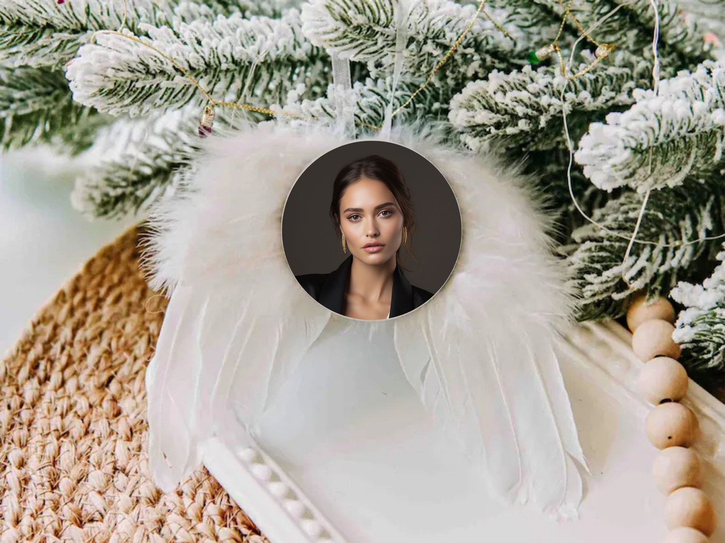 Personalized White Angel Wings Ornament